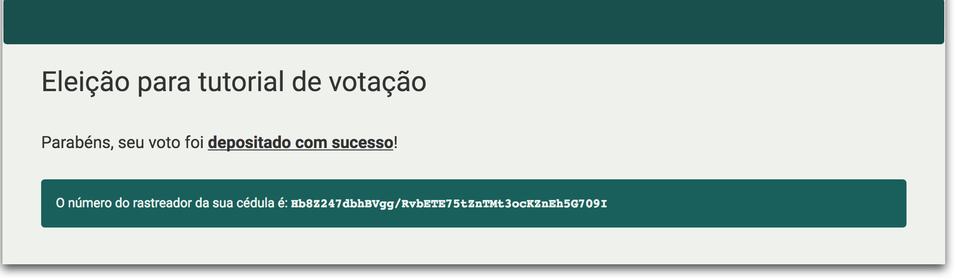 Voto depositado com sucesso